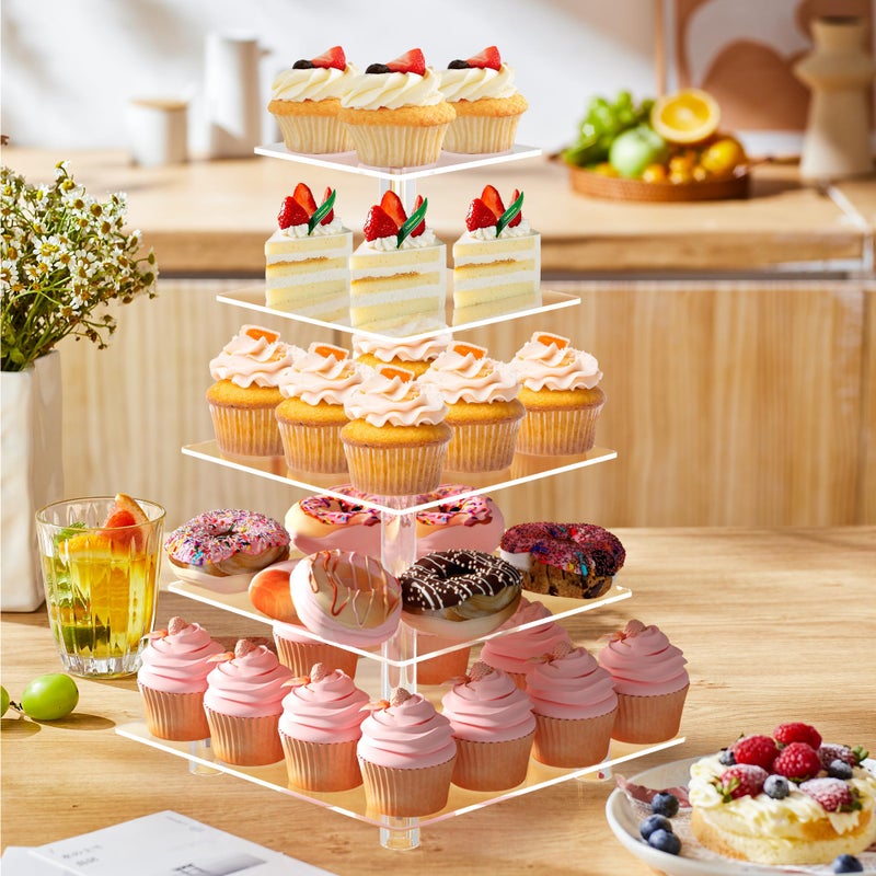 LoveDisplay Cupcake Stand for 50 Cupcakes, 5 Tier Cupcake Holder, Large Clear Cupcake Tower, Acrylic Cupcake Stand, Cupcake Display Stand for Party, Wedding, Birthday, Baby Shower, Halloween - Image 5